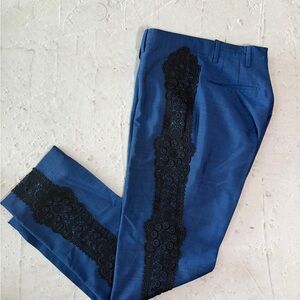 Men's Blue Pants with Black Lace Detail size IT 44 = US 28–29 preowned